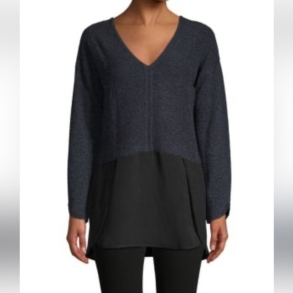 Quinn Cashmere Long Sleeve Sweater size Large L gray 60% cashmere 40%wool K